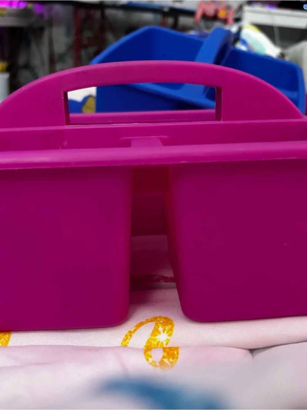 Blue & Pink Plastic Stackable Organizer Caddies